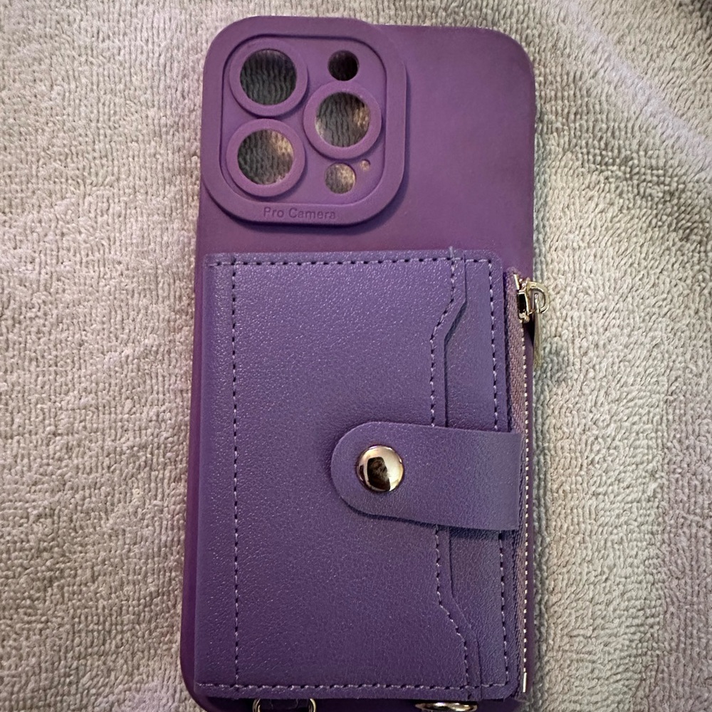 Purple Leather Wallet Case for iPhone Pro